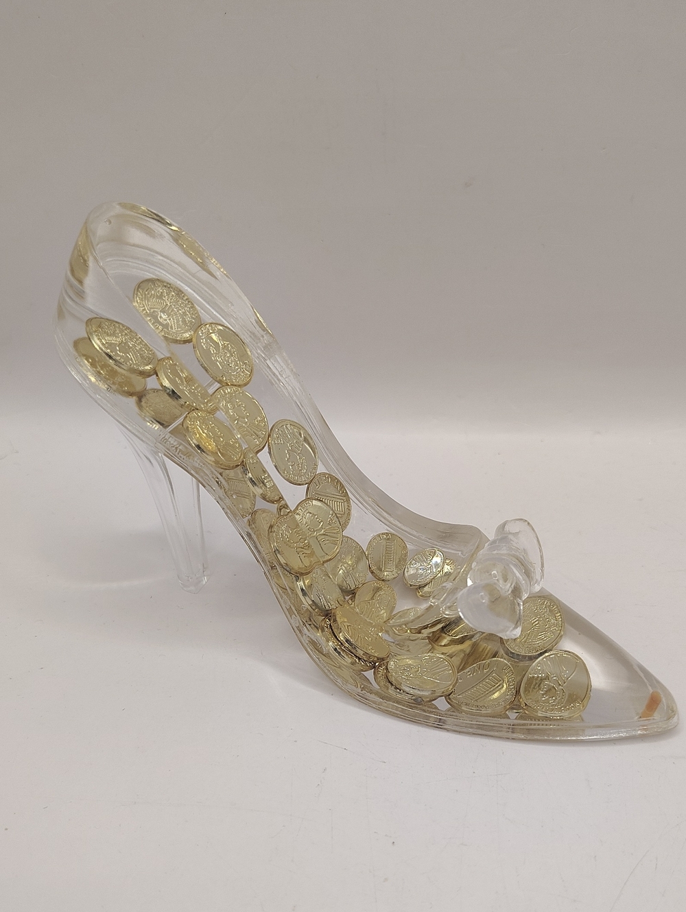 Hollywood ACRYLIC HIGH HEEL 5" Collectible Shoe With Floating Gold Coins
